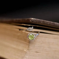 Olivine Green Gem Leaf and Branch Open Ring