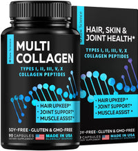 Multi Collagen Pills Collagen Supplements for Women Men Bovine Collagen 90 Pills